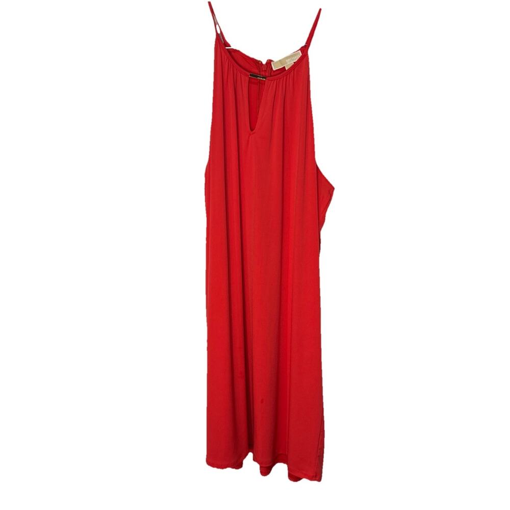 Michael Kors Trapeze Swing Dress. Gold Halter Sun Dress Women’s Size XL. Red